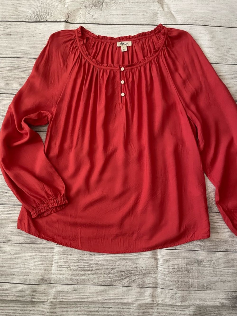 Style & Co Vibrant Deep Orange Peasant Blouse